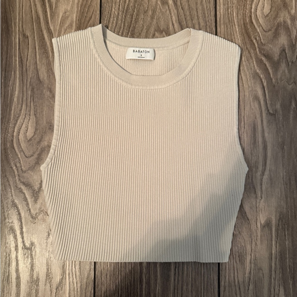 Aritzia Babaton Ribbed Sleeveless Top in Cream